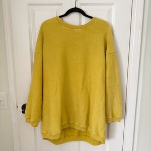 Aerie Women’s 100% Cotton Ribbed Yellow Crewneck Sweater